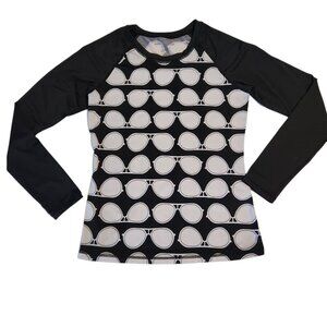 Karl Lagerfeld Sunglasses Graphic Top Black And‎ White Stretch Womens Size Small